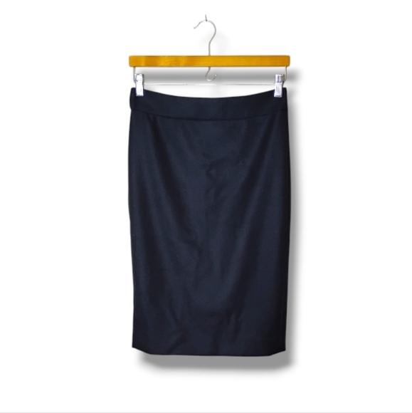 J.Crew No. 2 Wool Pencil Skirt 2 Black Business Casual Workwear Slit Lined - Picture 1 of 7
